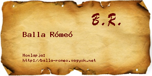 Balla Rómeó névjegykártya